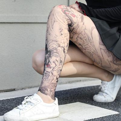 1pc New Sexy Women's Printed Thigh Socks Terrifyin Fake Tattooed Stockings Personality Perspective Single-leg Socks Summer