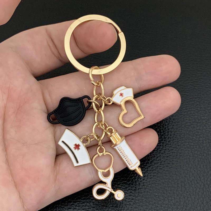 Брелок-маска, Брелок для спасателей, Брелок-подвеска ко Дню медсестры, Круглый брелок-подвеска, Металлический брелок-подвеска, Маленький подарок. One Size чёрный