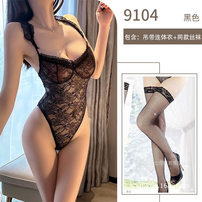 Leaky Chest Perspective Erotic Underwear Temptation Pure Lace Suspenders Small Breasts Show Big Sexy One-piece Open Crotch