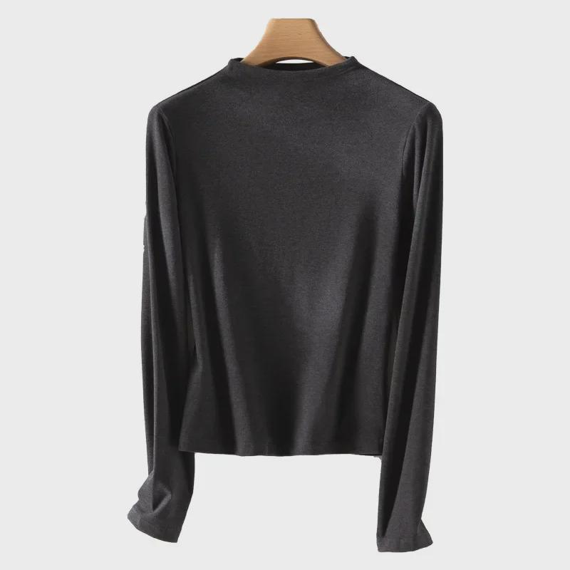 Neues Herbst/Winter Lyocell Tencel Halbrollkragenpullover im koreanischen Stil Warmes Langarmoberteil