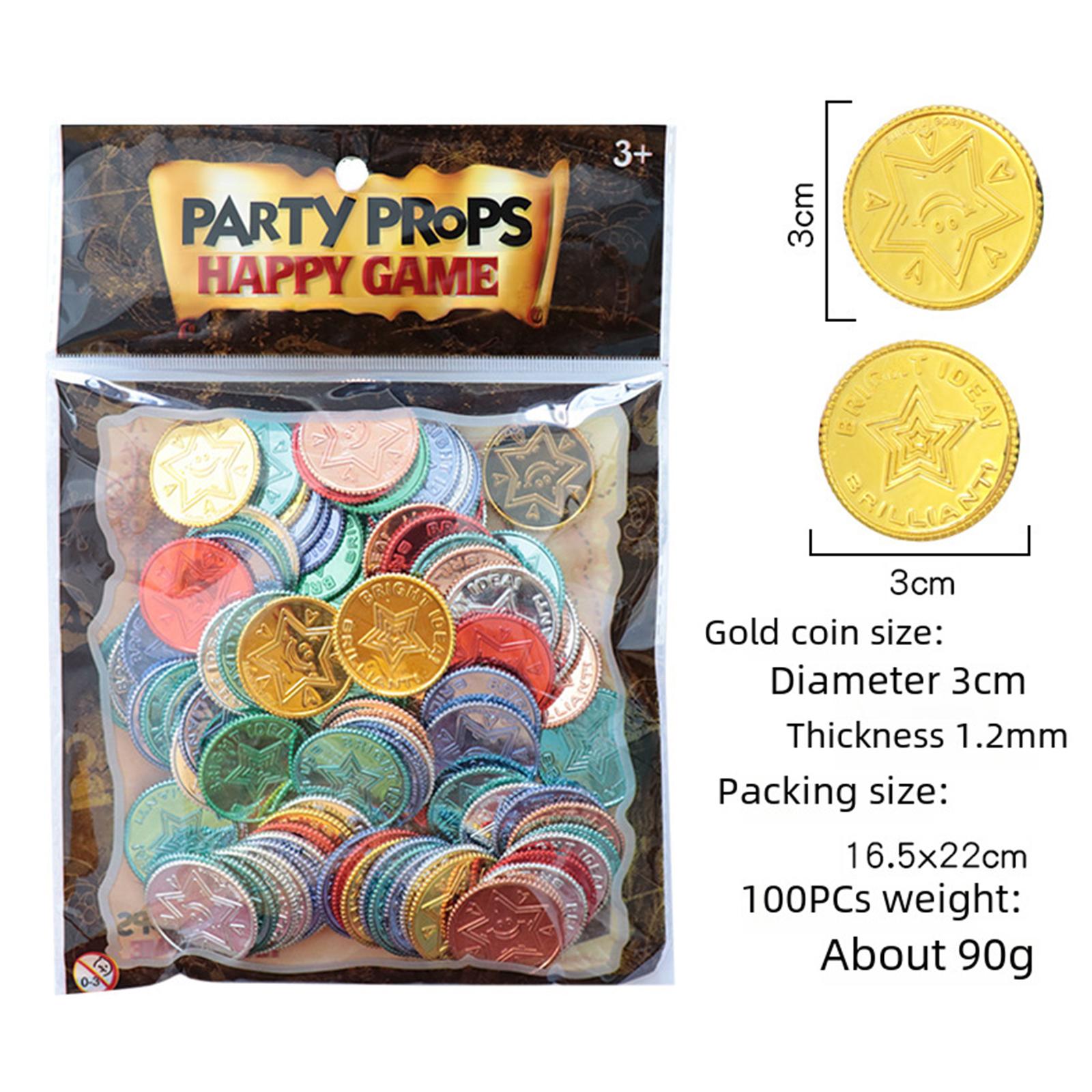 

100 шт. Ретро Пиратская Монета Принадлежности для Вечеринки Подарок Детский Сувенир Игрушки на День Рождения Хэллоуин Декор Поддельное Сокровище Пластиковая Игровая Монета разноцветный