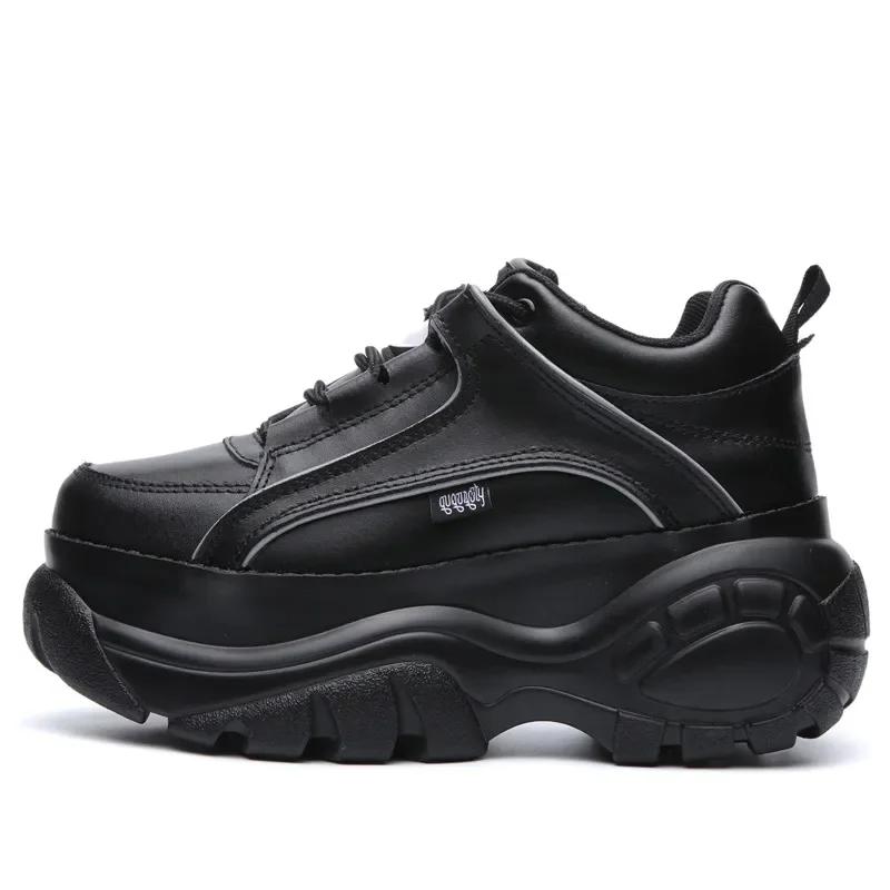Tênis da Moda de Sola Grossa Feminino Harajuku Retrô Velho Sapatos de Plataforma Casual Confortável Respirável Aumentado Sapatos Brancos Femme Zapatos