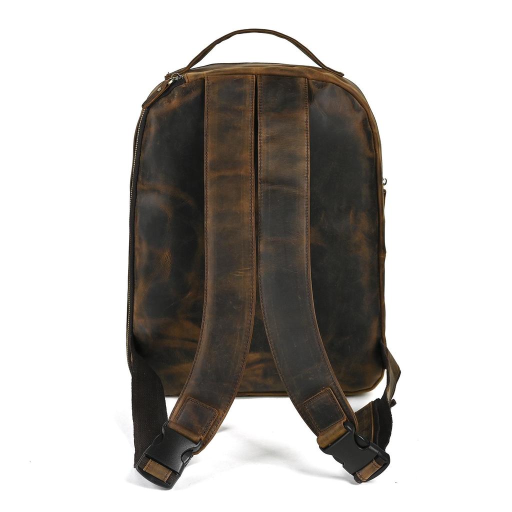 Crazy Horse Leather 14-Inch Retro Men's Backpack Laptop Bag