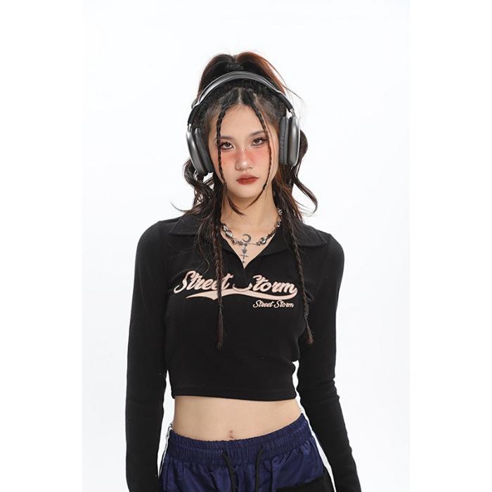 

Обтягивающая футболка в стиле ретро для женщин на весну и осень с длинными рукавами, короткий джазовый танцевальный облегающий танцевальный топ с внутренним бюстгальтером XL