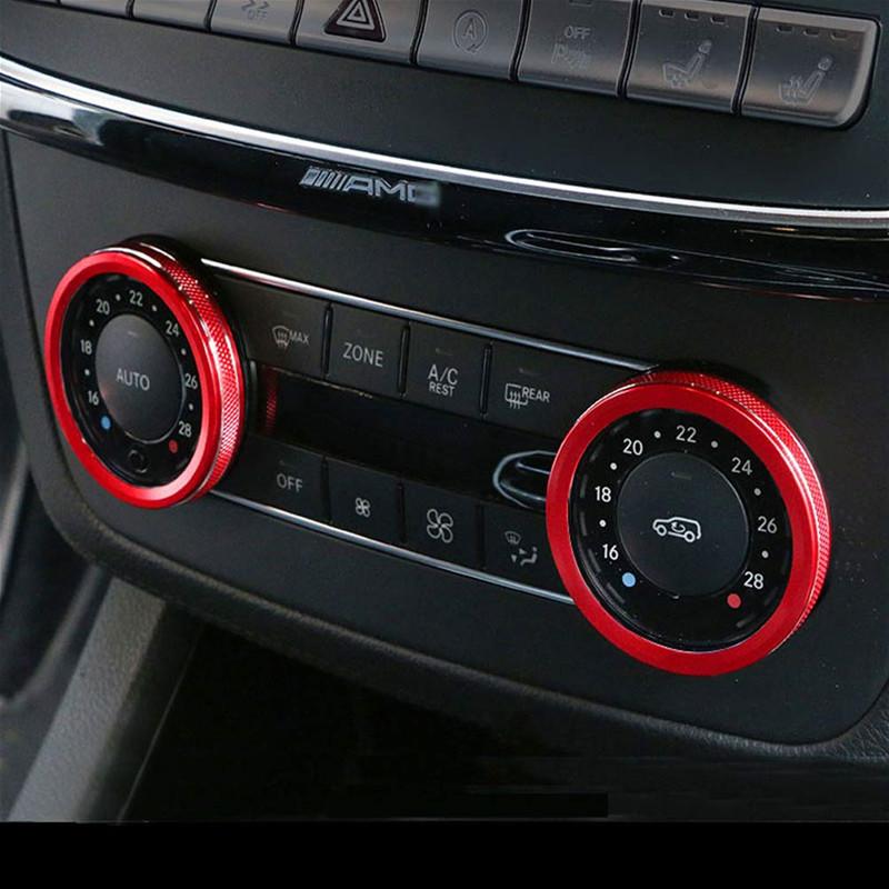 Alumínio Liga Car Ar condicionado Botão Anel Adesivo Guarnição Para Mercedes Benz C classe W204 2008-2013 Auto Interior Acessórios