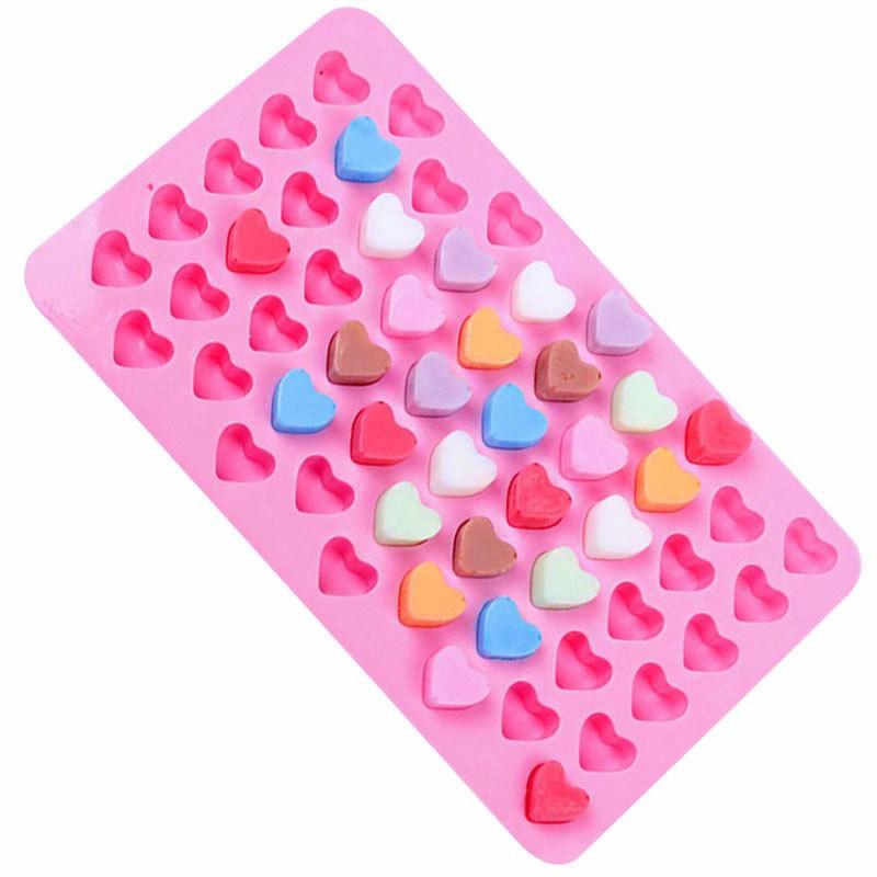 55 kleine herzförmige Silikon-Kuchenformen, Herz-Schokoladen-Gebäckformen, DIY-Backdekoration, Küche, Eiswürfel, Kristall-Epoxidform