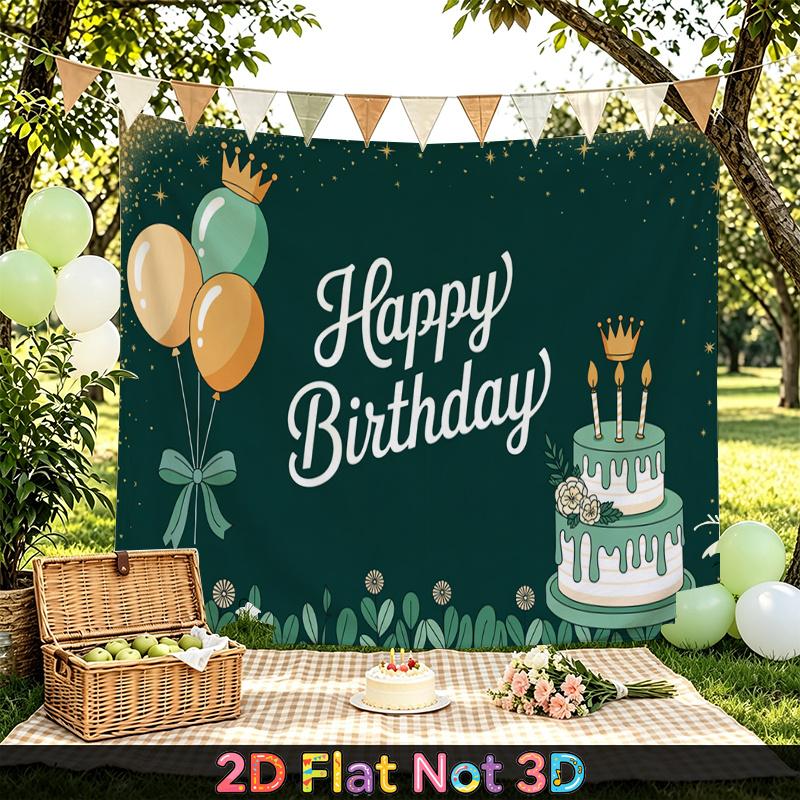 Party Backdrop Happy Birthday Birthday Green Photo Booth Background Front Door Decor