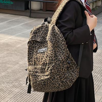 Studentu skolas soma Sieviešu Leopard Print Mugursoma Viegla datoru ceļojumu mugursoma