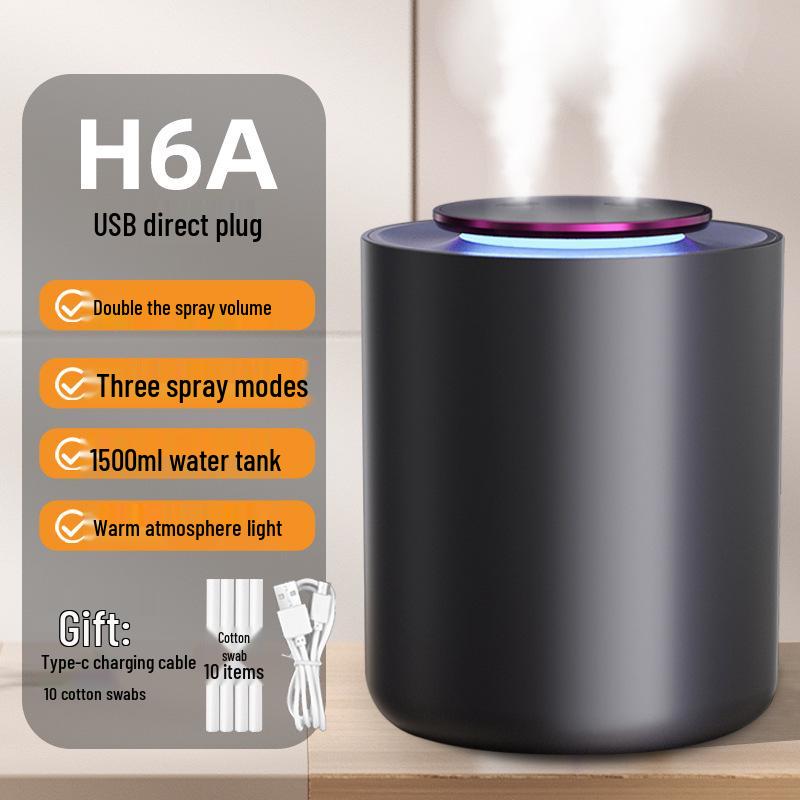 Compact USB Dual-Spray Humidifier for Home, Office, or Dorm - Mist & Aromatherapy Diffuser.