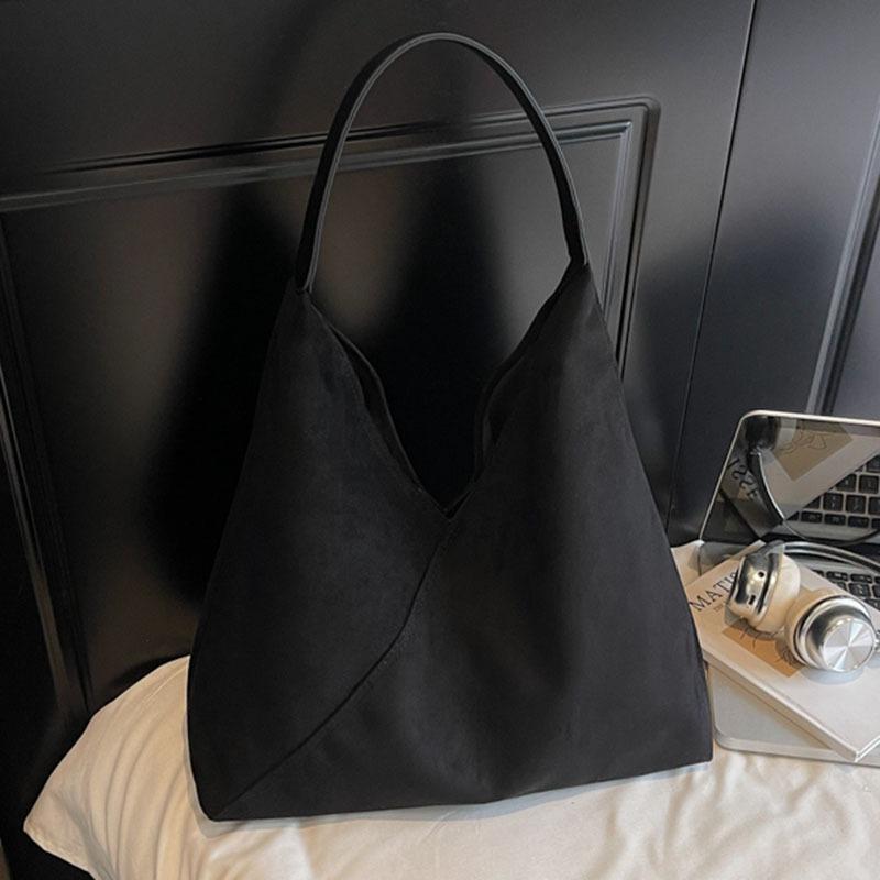 Semsket skinnveske dame stor kapasitet ny høst og vinter avslappet retro skulderveske mor og barn-veske tote bag