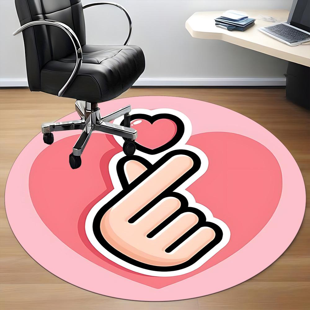 1pc Heart Gesture Chair Carpet for Office, Soft, Non-Slip Polyester Mat, Office, Entryway, Living Room, Bedroom, Yy251207243