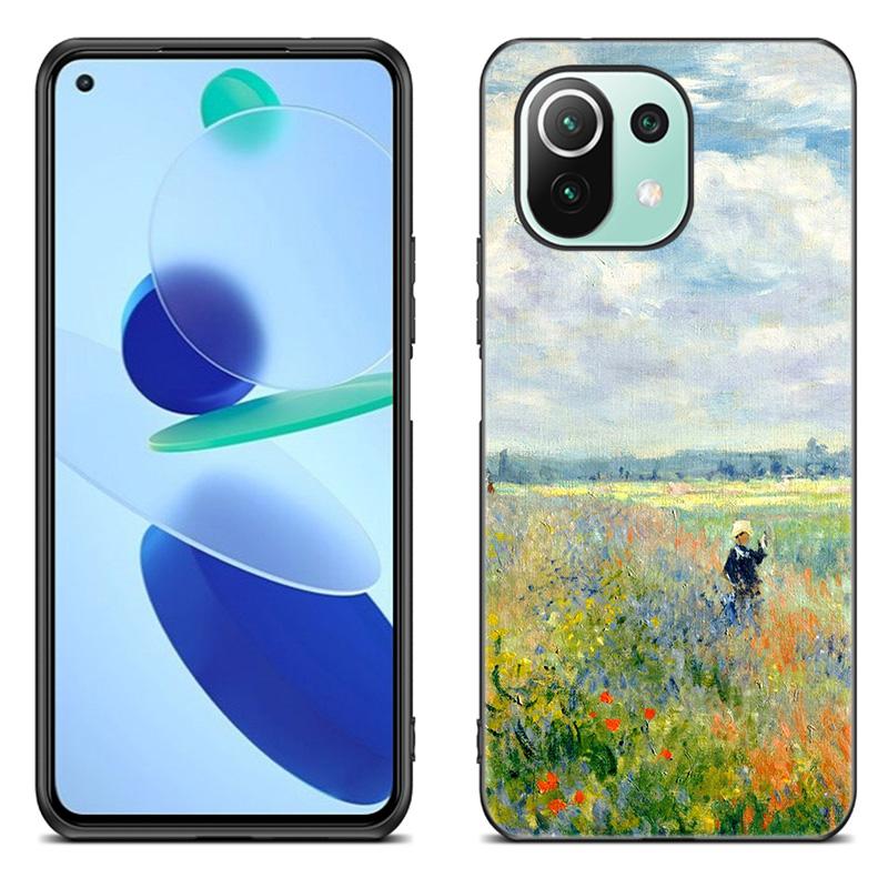 Etui na telefon Claude Monet dla Xiaomi Mi 11 Lite NE 11i 10T 11T Pro A2 A3 Lite POCO F3 M3 M4 C31 X3 Pro NFC GT Czarne etui
