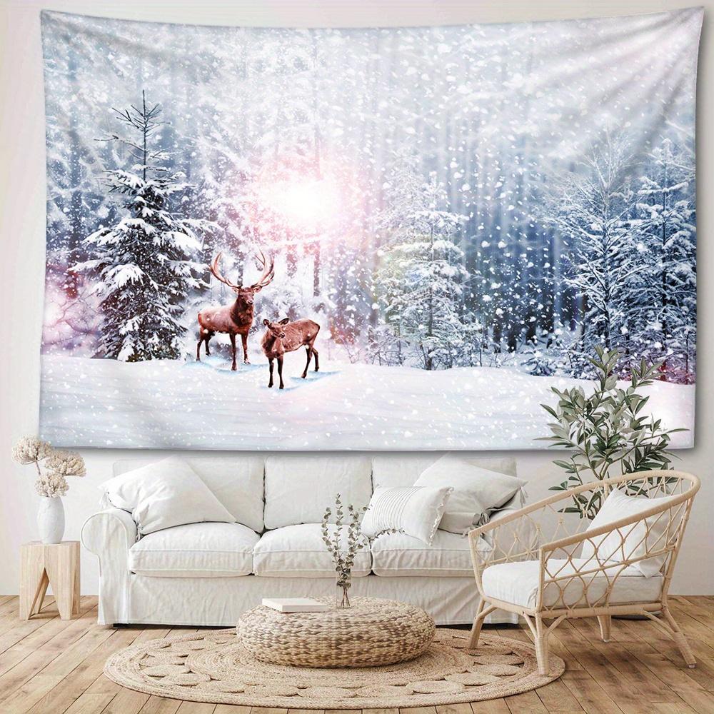 1pc Christmas Snow Mountain Tapestry Wall Hanging, Room Decor, Bedroom Decor, Living Room Background, Natural Style Backdrop Cloth, Tapestry