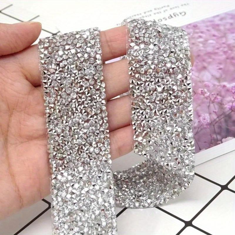 1pc Bling Crystal Rhinestone Ribbon, DIY Self-Adhesive Rhinestone Sticker Ribbon for Wedding Cakes Birthday Crafts Decorations