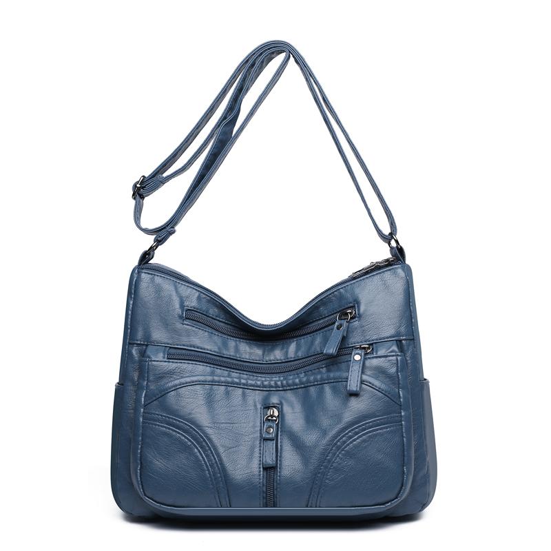 

Простая универсальная сумка через плечо с несколькими отделениями, большой вместимости, для мам среднего и пожилого возраста синий