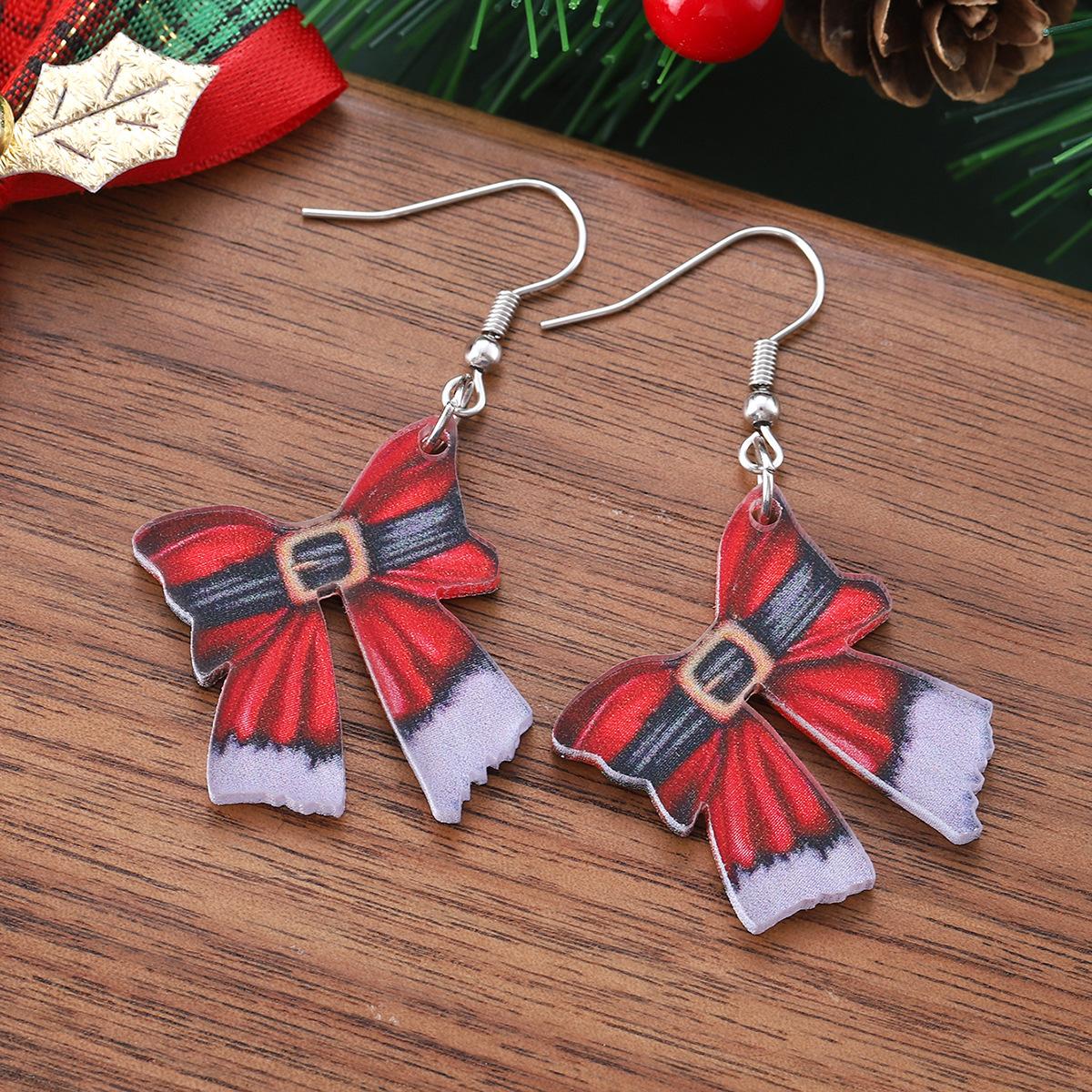 

Christmas Santa Claus Belt Bow Pendant Earrings