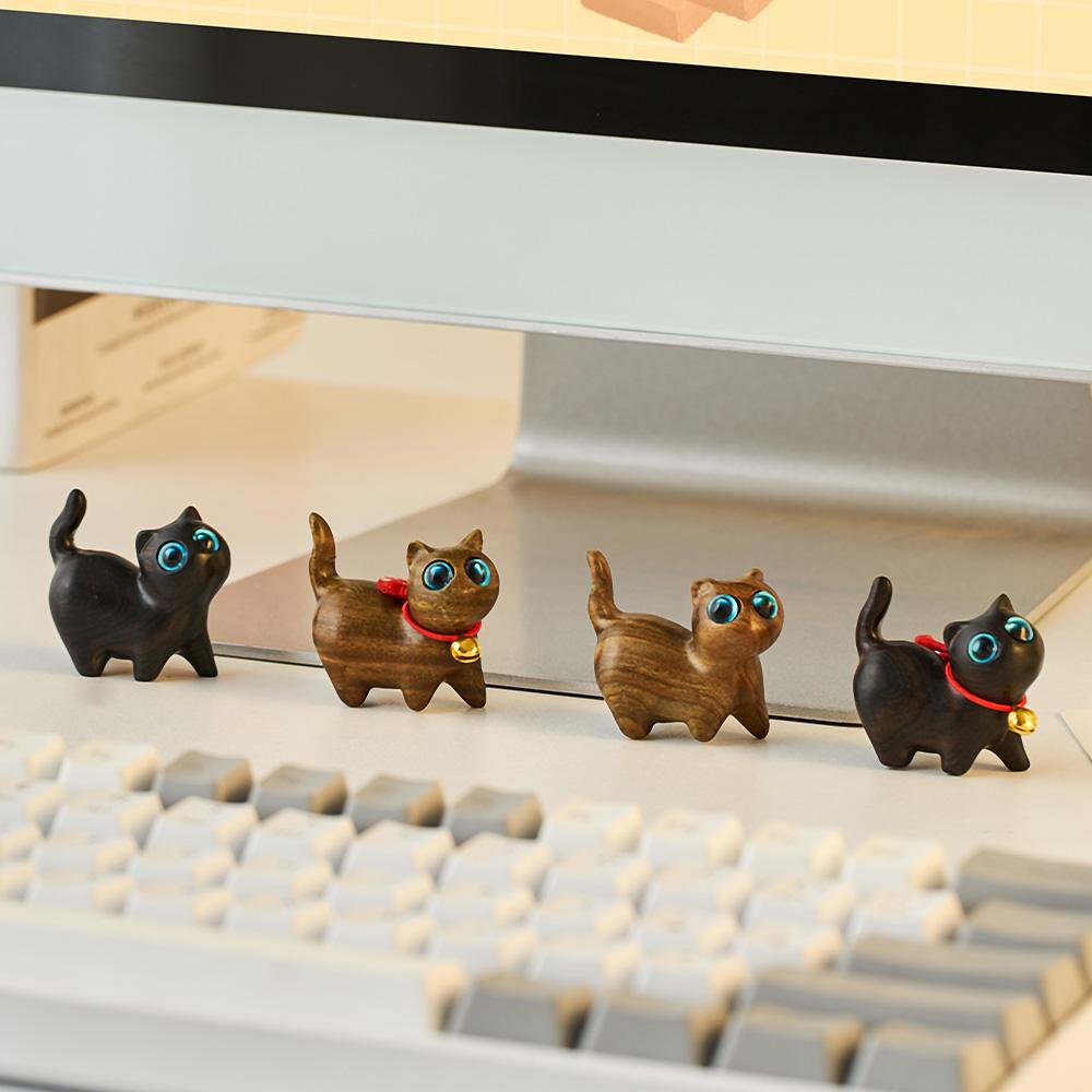 Creative Gift Office Desk Sculpture Decorative Figurines Home Accessories  Home Kawaii Wood Cat Statue Mini Desktop Decoration
