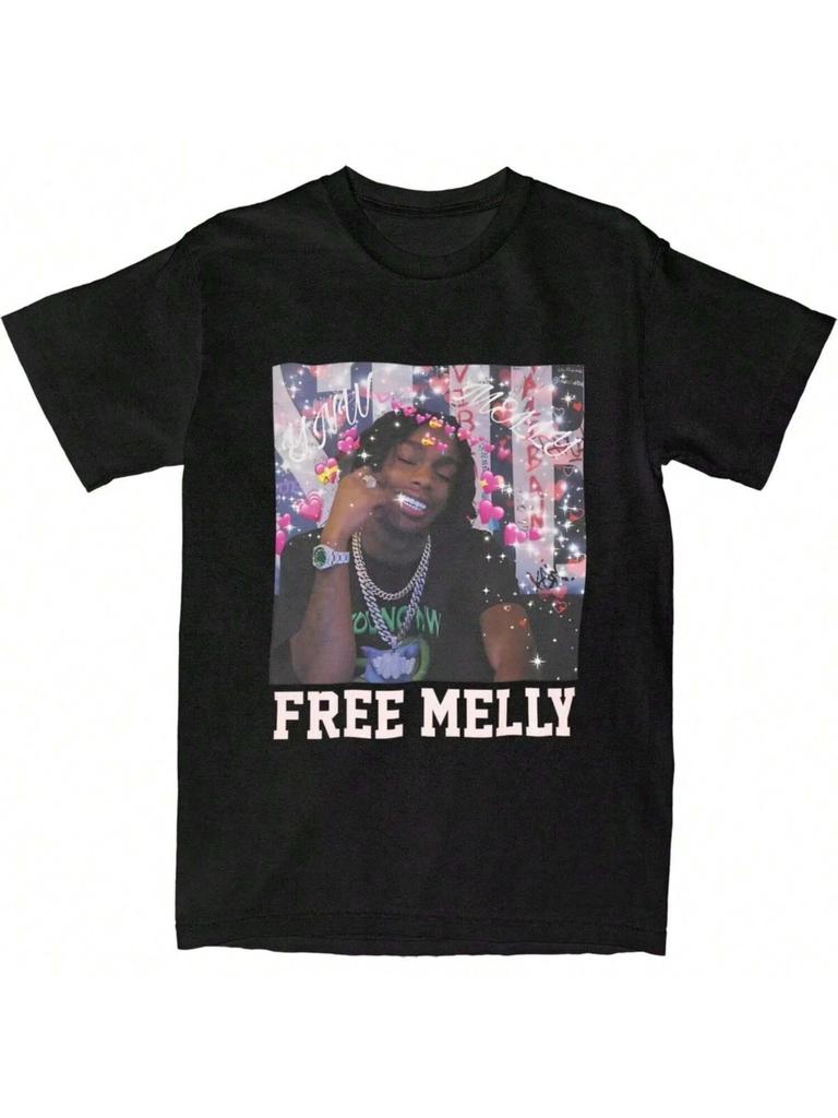 Ynw Music Melly Outfit Magliette Unisex Cotone Maglietta Stampata Rock Hip Hop unisex Wounisex Taglie Forti Casual Manica Corta Cotone Maglietta Unisex