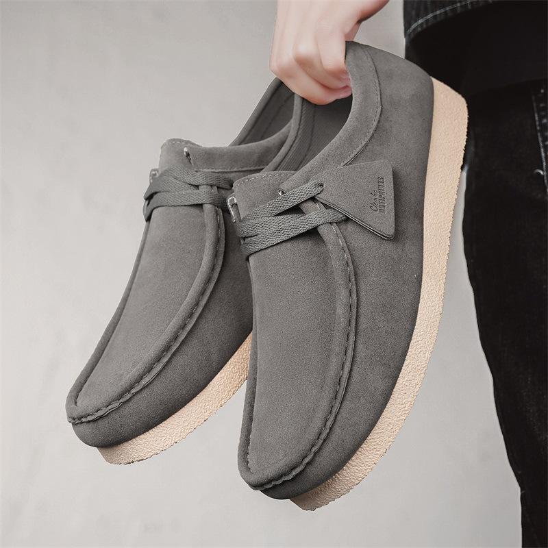 Frosted leather snail shoes soft sole casual leather shoes one pedal Doudou shoes men's shoes