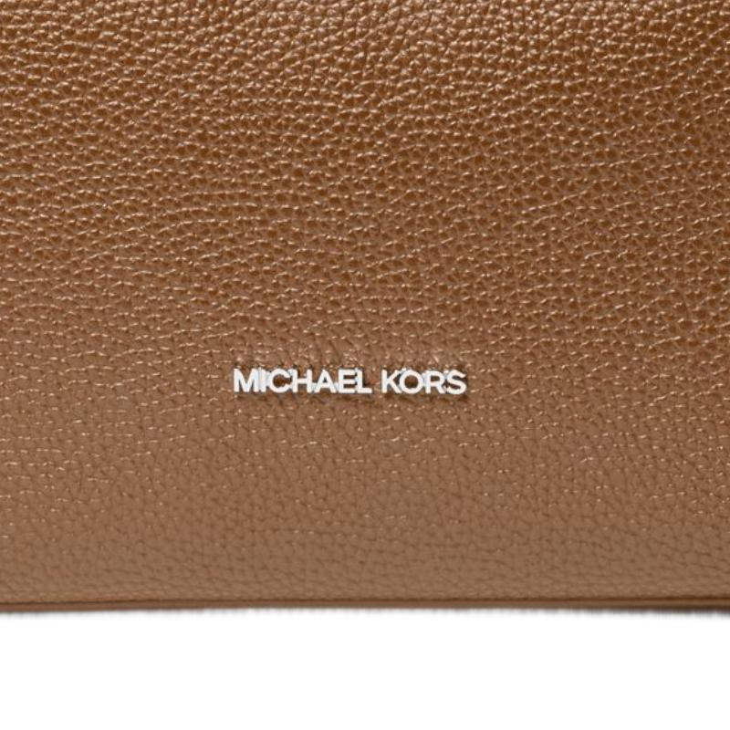 MICHAEL KORS Nayla Lazy Logo Print Faux Leather Hobo Shoulder Bag Medium Women's Tan