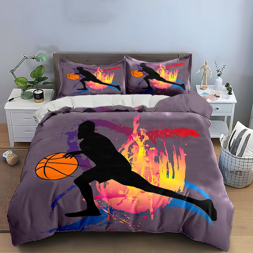Basketball Art Three-Piece Set Multiple Sizes Kid'S And Adults' Bedroom Exquisite 3Pc Bedding Set, Gift