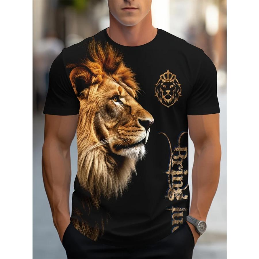 

Новая модная мужская футболка с принтом льва, уличная мода, Харадзюку, круглый вырез, короткий рукав, ретро, большие удобные топы 6XL