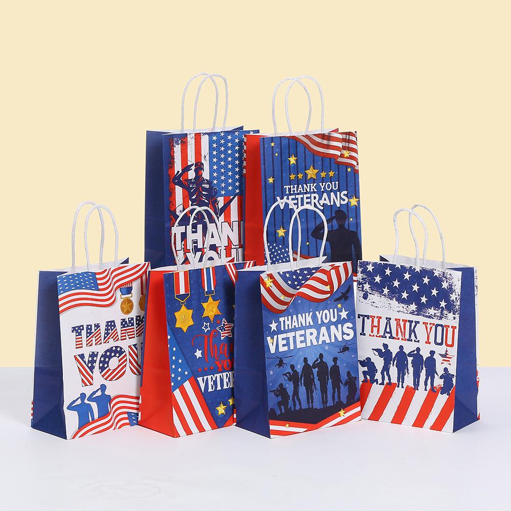 12/30pcs Patriotic Paper Tote Bags Thank You Veterans Gift Bags for Parades Donations Fundraisers Markets Return Gifts