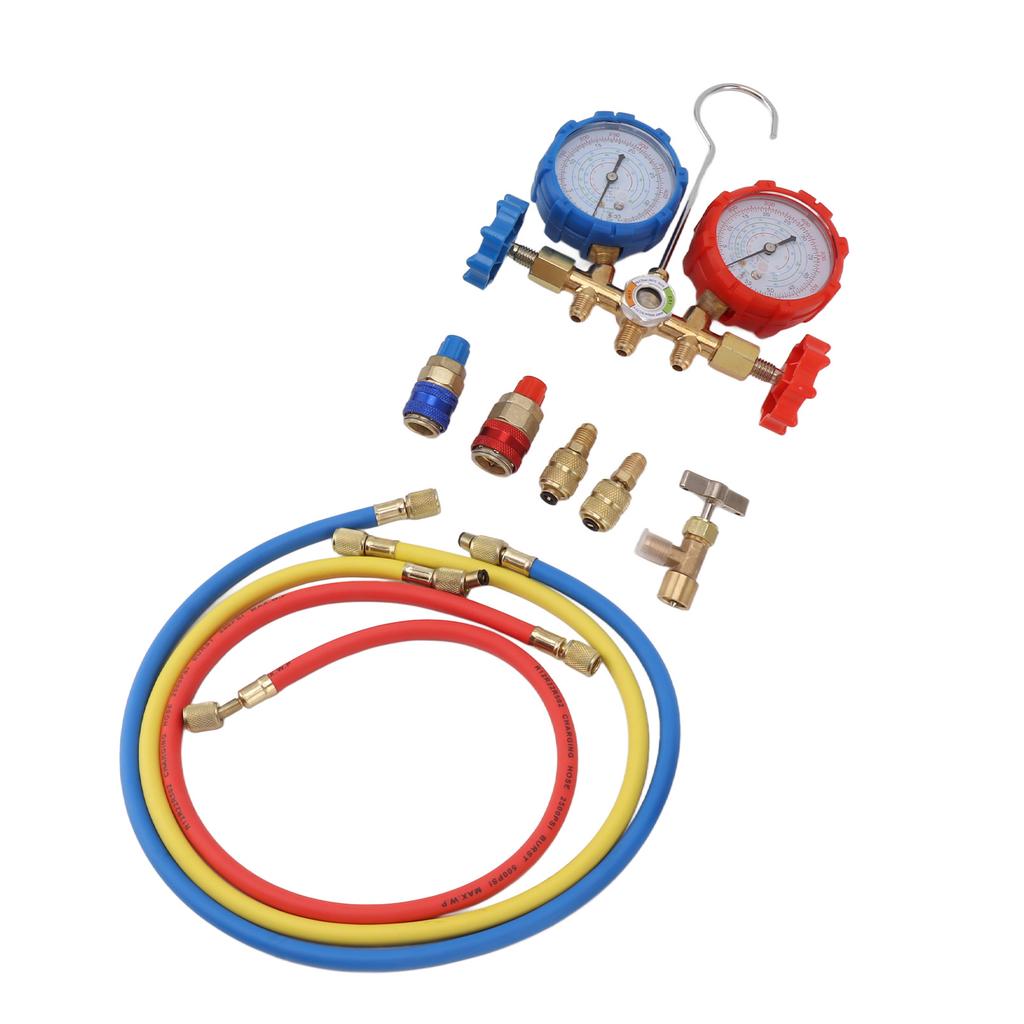 Air Conditioning Pressure Gauge R410 22 134A 3 Way AC Diagnostic Manifold Gauge Tube Set for Freon
