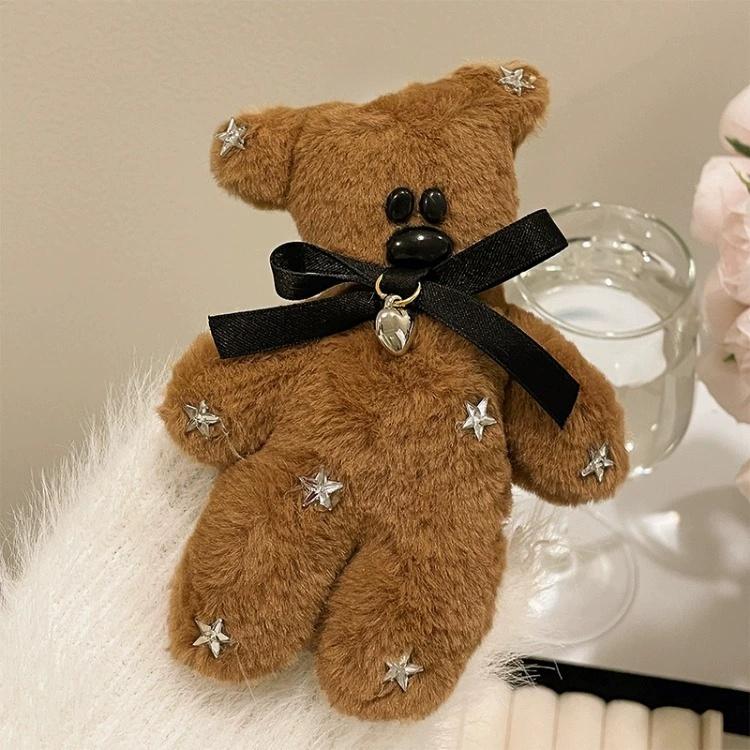 Cute Soft Plush Bow Tie Bear Hairpin For Women Decoration Creative Barrettes Girl Bangs Cartoon Bb Clip Hair Accessories