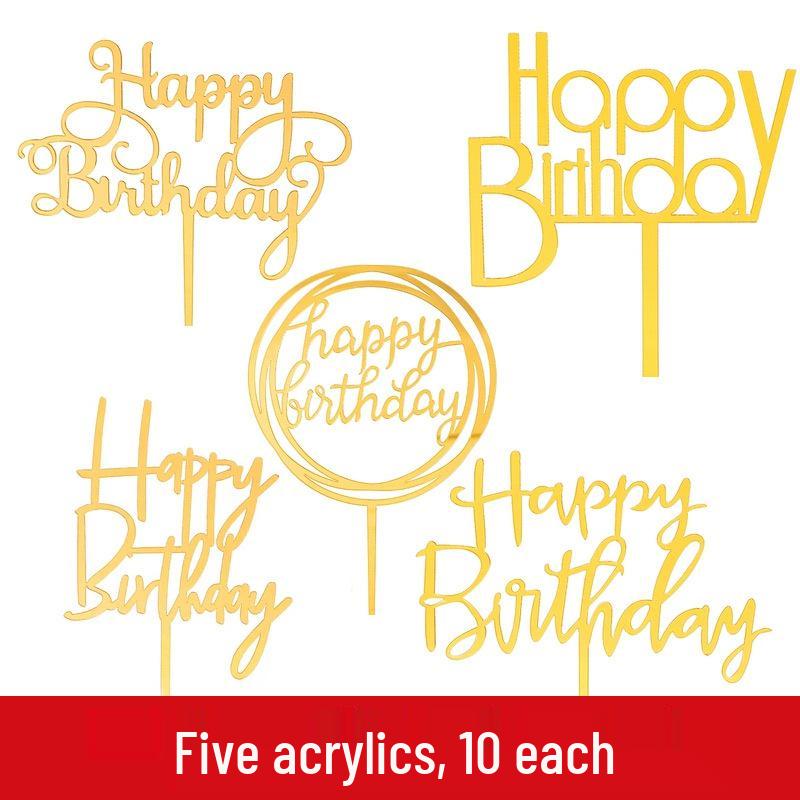 50-Pack Acrylic 'Happy Birthday' Cake Toppers - Popular Party Decorations with Free Shipping