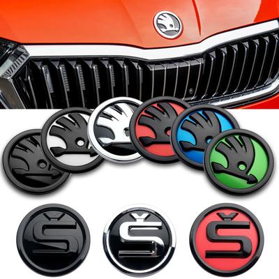2026 Caliente 80/90/100mm Coche Delantero Trasero Maletero Logo Emblema Pegatina Decoración Para Skoda S Rapid Scala Kodiaq Fabia Kamiq Karoq Octavi