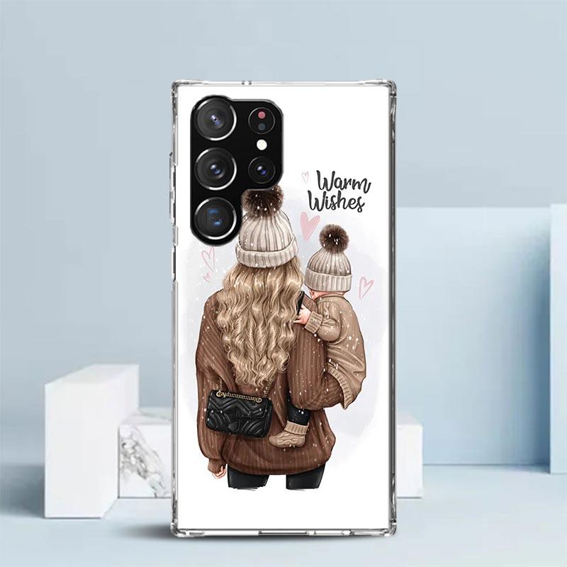 Baby Mom Girls Phone Case For Samsung Galaxy S24 S25 Edge S26 Ultra S22 S23 Plus S21 + S20 FE Soft TPU Back Cover Galaxy S22 S23