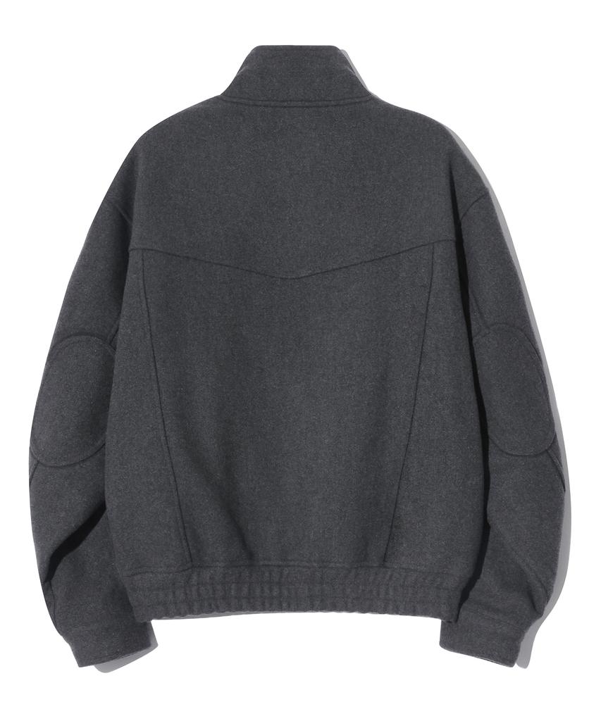 Trillion Wol Elleboogpatch 2-Weg Harrington Jas (Houtskool)
