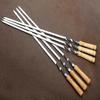 6Pcs 55cm BBQ Skewers Long Handle Shish Kebab Barbecue Grill Stick Wood BBQ Fork Stainless Steel Ou Hwy