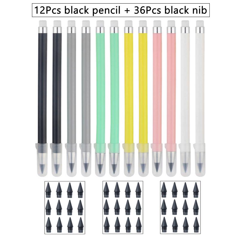 12 Color Pencil Collection Adorable Drawing Pencil Refill Unlimited Writing Pencils Eternal Erasable Pencil Pens for School Art Supplies