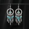 Niche turquoise earrings Bohemian long fringed earrings women's retro design earrings