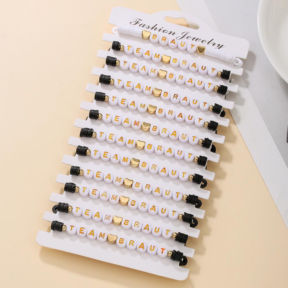 Popular Soft Pottery Letter Beads Friendship Combination Bracelet Bridal Team Bohemian Beads Stacked Wearing Jewelry