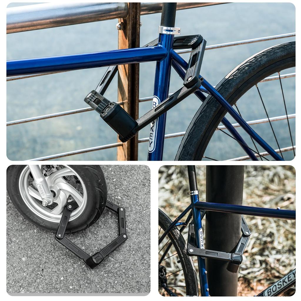 Rockbros Blade Keyed Bicycle Folding Chain Fits Two Includes Mounting Perfect for Black Lock, Lock, Lock, Heavy-Duty, 65cm, Anti-Theft, Compact,