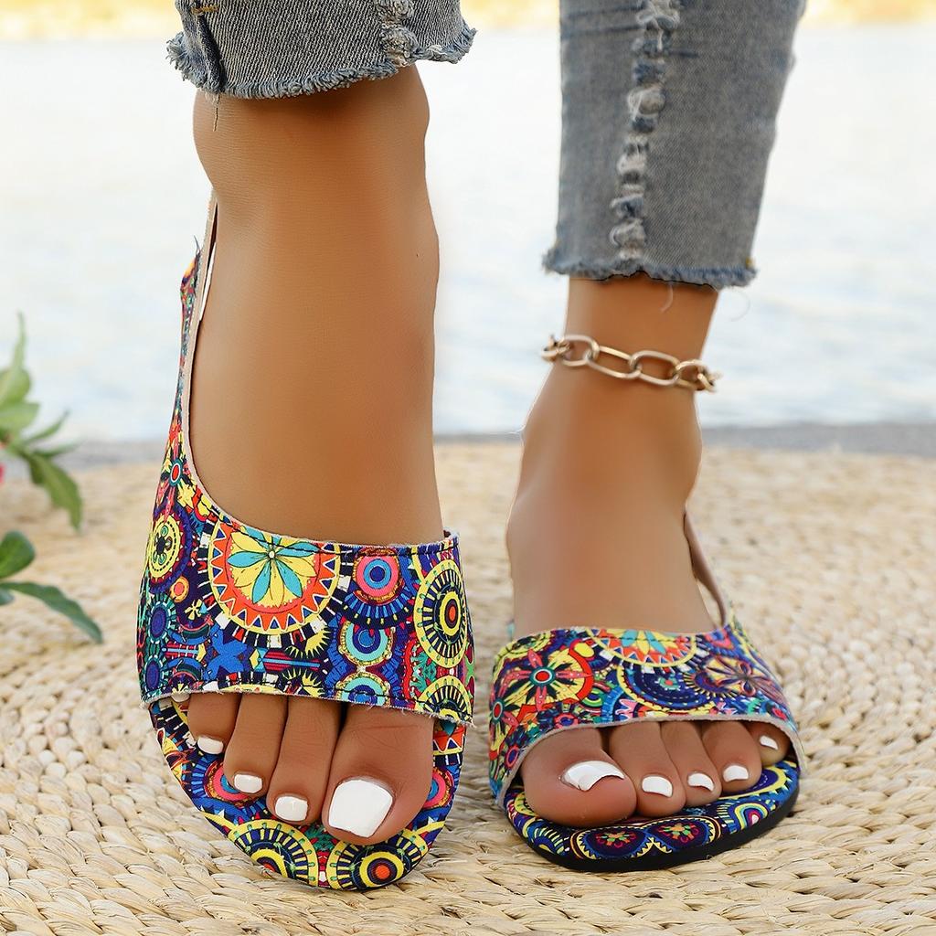 Fashion Women Slippers Bohemian Flower Pattern Sandals Casual Lightweight Shoes Flip Flops Fashion Big Size Slippers Home Slides Women