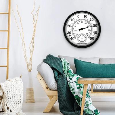 10" Dekoratives Thermometer Hygrometer Uhr für Gartendekoration Wanddeko Innen Außen Thermometer Wetterstation Temperaturanzeige