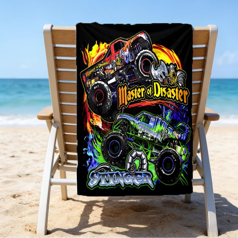 Beweis Strandtuch mit einem Monster Jam Muster - weich, saugfähig, schnelltrocknend, maschinenwaschbar - perfekt zum Schwimmen, Camping, Baden