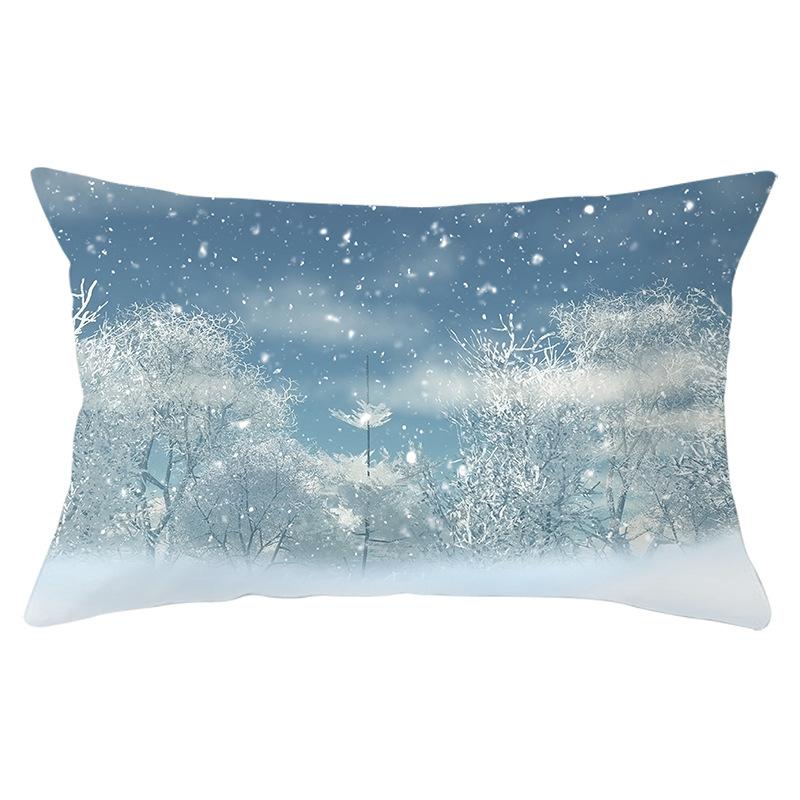 Christmas Series Peach Skin Waist Pillowcase Rectangular Sofa Cushion Cover Bedside Pillowcase Home