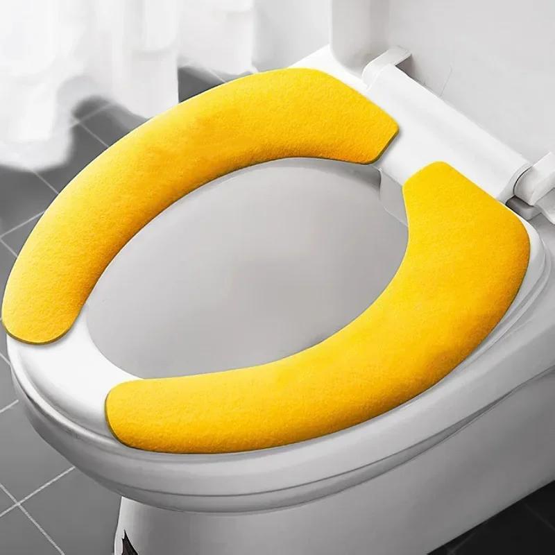 2Pc/set Reusable Warm Flannel Toilet Sticker Toilet Seat Covers Washable Toilet Seat Filling Bathroom Mat Seat Cover Universal