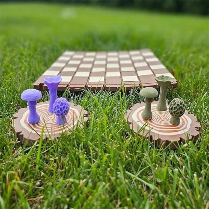 Magnetic Forest Mushrooms Chess Set Forest Chess Set Wooden Chess Board Set Botany Board Game Chess Sets