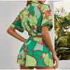 Beautiful Versatile Elegant Design Fashion Print Shirt Shorts Bohemia Style Sexy Two-Piece Suit