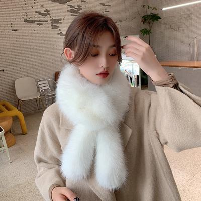 Rabbit Ears Plush Scarve Thickened Faux Fur Warm Scarve Solid Colour Faux Fox Fur Collar Student Winter Scarve Women's Scarve