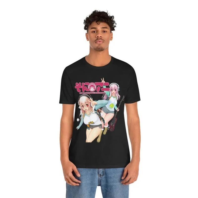 Super Sonico Tričko Unisex Oversize Horký produkt Vysoká kvalita Klasické Y2k Krátké Streetwear Trendy Bavlna Pohodlné Prodyšné