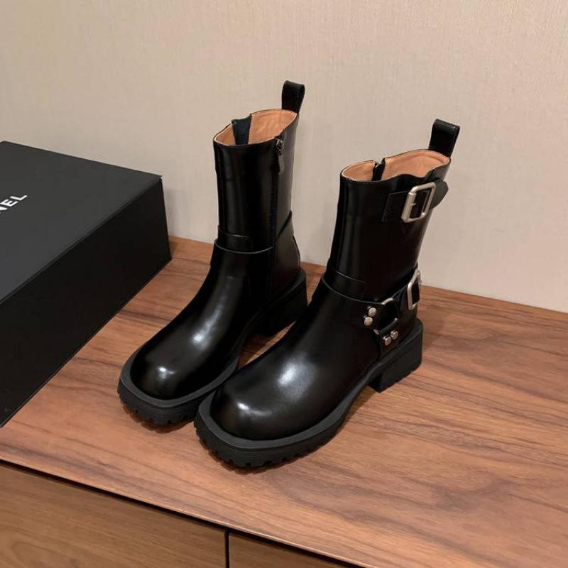 

Новые женские кожаные ботинки универсальные круглый носок резиновая платформа молния кожаные ботинки Мартин осень и зима коровья кожа низкие ботинки женские 40 чёрный