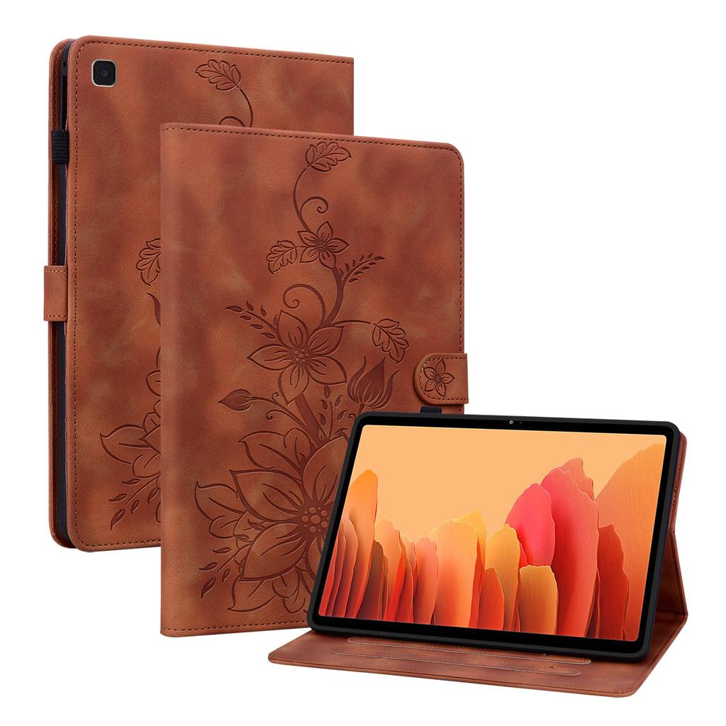 Pro Samsung Galaxy Tab A7 10.4 (2020) (SM-T500 (Pouze Wi-Fi); SM-T505 (LTE)).Pouzdro na tablet z PU kůže s nádherným květinovým embosovaným designem