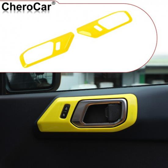 

2x ABS Interior Door Handle Decor Cover Trim for -2025 Ford Bronco Yellow